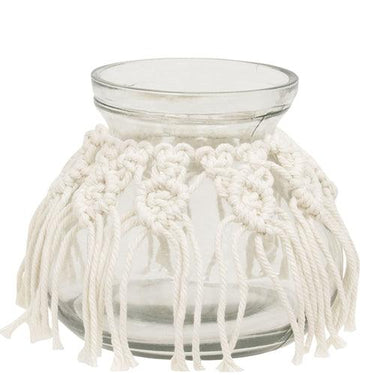 Macrame Boho Glass Vase Medium - The Fox Decor